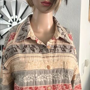 Alfred Dunner Cream and Gray Long Sleeve Button Down Shirt Size 22 W never worn
